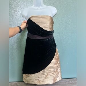 Phoebe Couture Sz 4/6 Cocktail Dress with asymmetrical velvet drape (LIKE NEW)